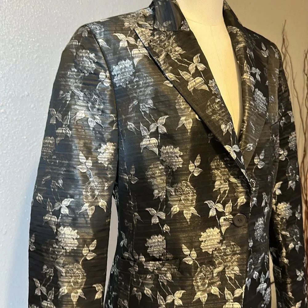 Zanella women’s floral brocade single button jacket/ blazer size 10